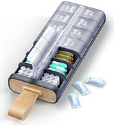 Weekly Pill Organizer AM PM 7 Day Pill Box, Large 2 Times a Day Medicine Case with Carry Handle, Moisture-Proof Desiccant & Secure Easy-Open Lids for Vitamins and Supplements