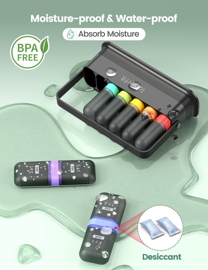 Weekly AM PM Pill Organizer 7 Day – Ideerfit Large Pill Case with Built-in Desiccant & Silicone Strap, Moisture