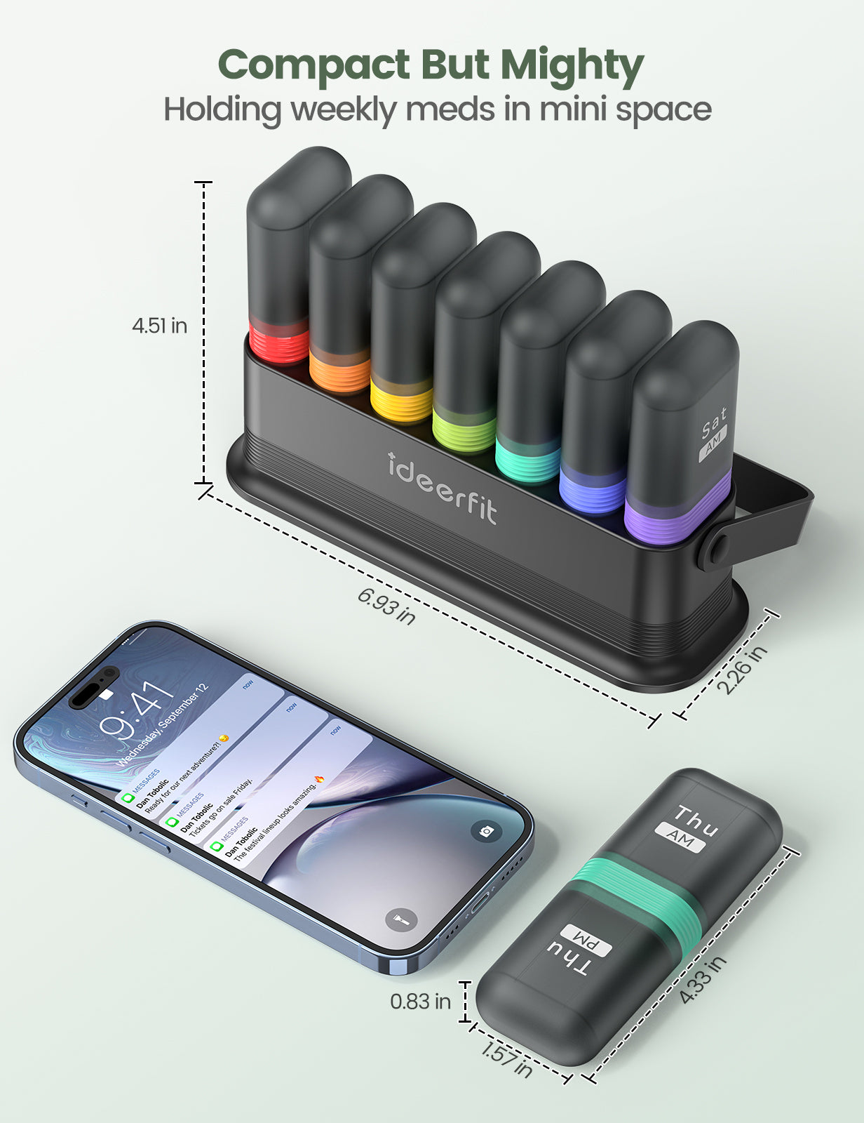 Weekly AM PM Pill Organizer 7 Day – Ideerfit Large Pill Case with Built-in Desiccant & Silicone Strap, Moisture
