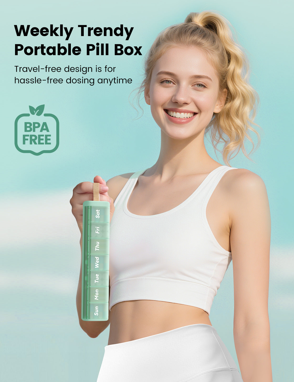 7 Day Daily Pill Box Case Travel with Portable Handle