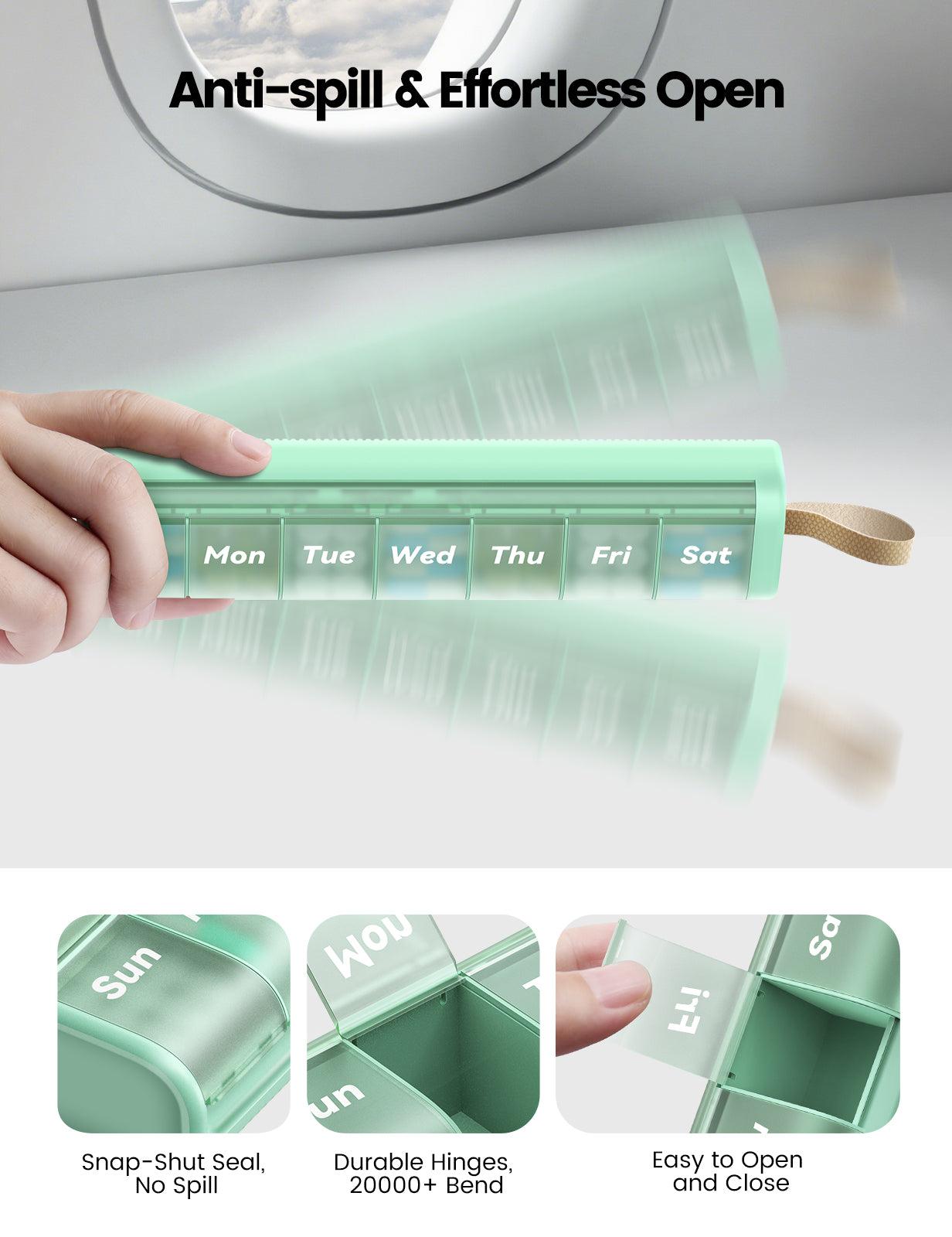 7 Day Daily Pill Box Case Travel with Portable Handle