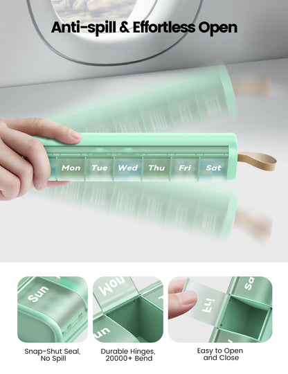 7 Day Daily Pill Box Case Travel with Portable Handle