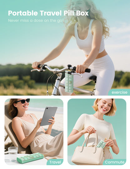 Weekly Pill Organizer AM PM 7 Day Pill Box, Large 2 Times a Day Medicine Case with Carry Handle, Moisture-Proof Desiccant & Secure Easy-Open Lids for Vitamins and Supplements