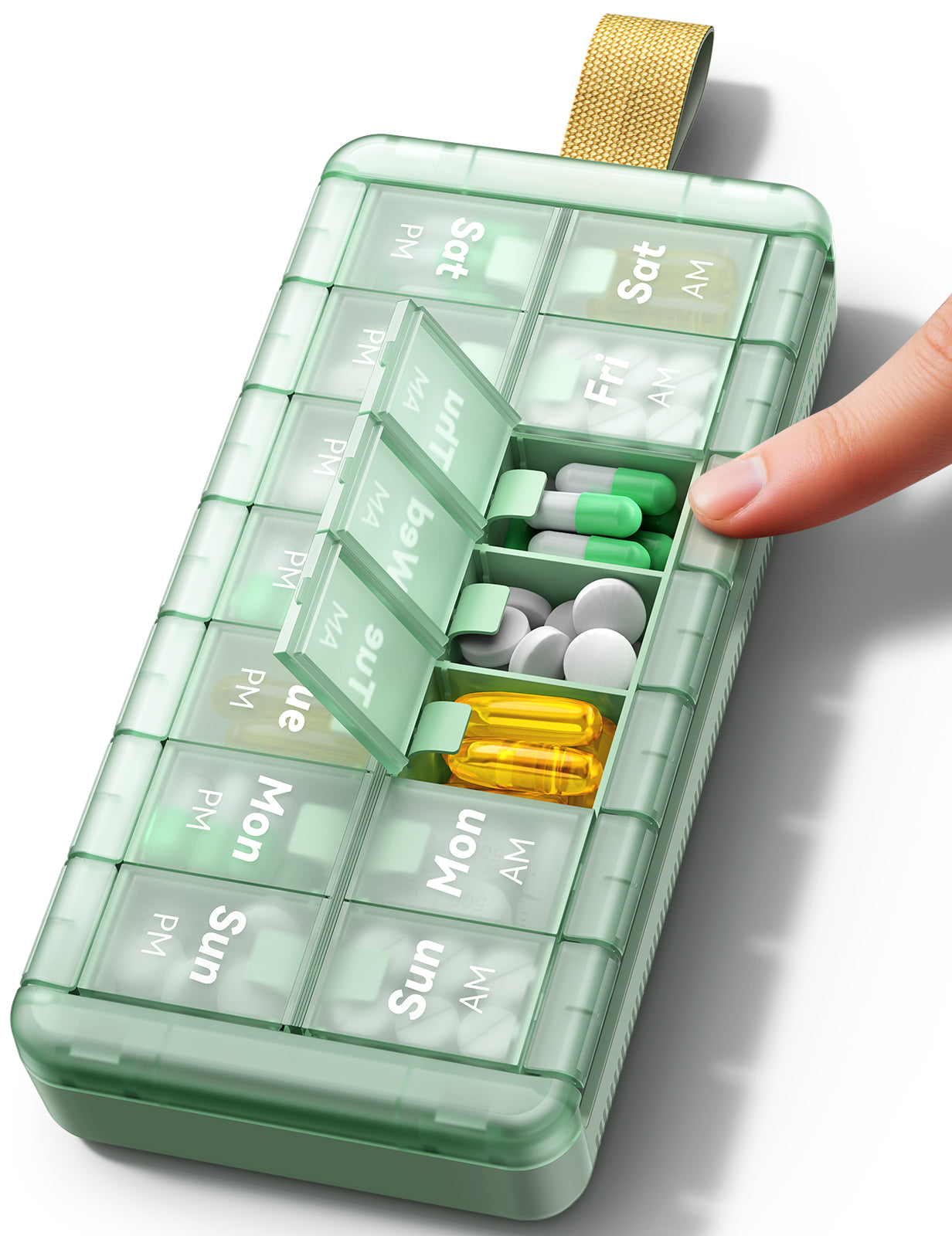 AM PM Weekly Pill Organizer 2 Times a Day, Large Pill Box 7 Day with Easy Push-Button Open