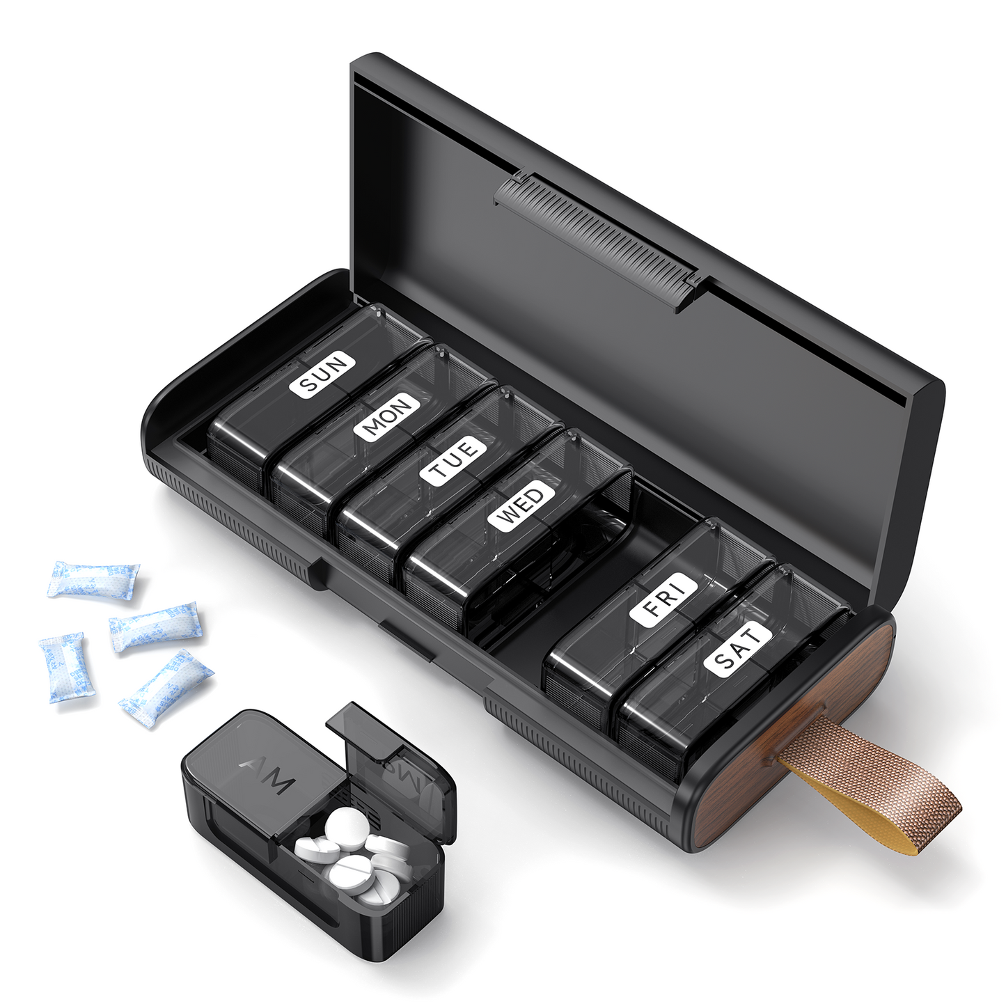 AM PM Pill Organizer 7 Day,  2 Times a Day, Large Capacity Portable Medicine Case with 7 Detachable Containers