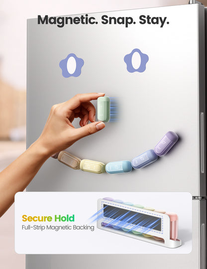 Weekly Magnetic Pill Organizer, Moisture-Proof Pill Box 7 Day 1 Time a Day with Desiccant, Rainbow