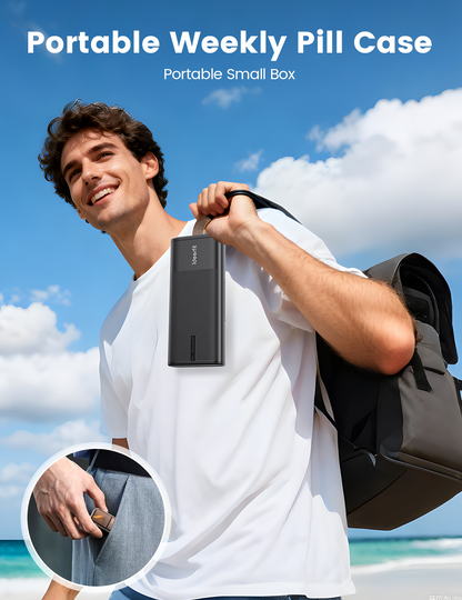 AM PM Pill Organizer 7 Day,  2 Times a Day, Large Capacity Portable Medicine Case with 7 Detachable Containers