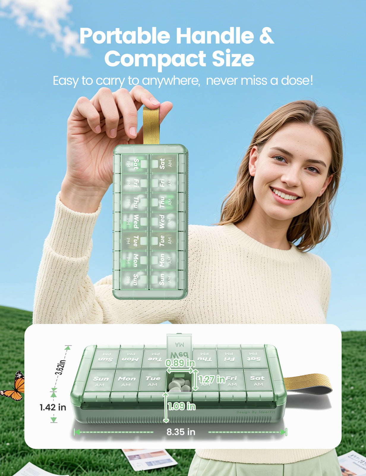 AM PM Weekly Pill Organizer 2 Times a Day, Large Pill Box 7 Day with Easy Push-Button Open
