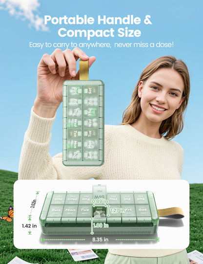 AM PM Weekly Pill Organizer 2 Times a Day, Large Pill Box 7 Day with Easy Push-Button Open