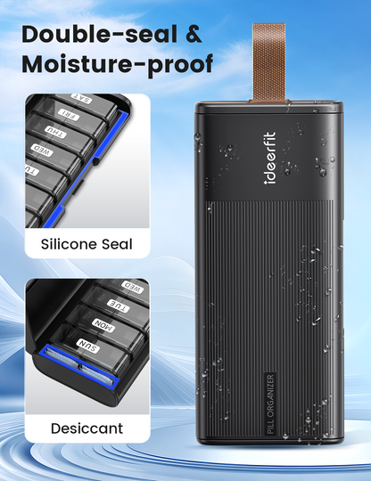 AM PM Pill Organizer 7 Day,  2 Times a Day, Large Capacity Portable Medicine Case with 7 Detachable Containers