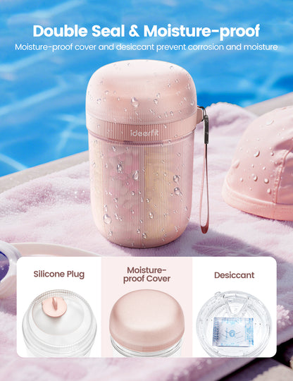 Large Sealed Pill Organizer with Desiccant, Light-Proof Moisture-Proof Pill Bottle with 7 Large Compartments, Blush Pink