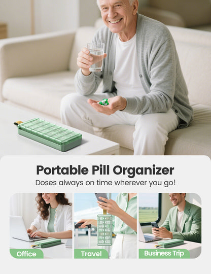 AM PM Weekly Pill Organizer 2 Times a Day, Large Pill Box 7 Day with Easy Push-Button Open