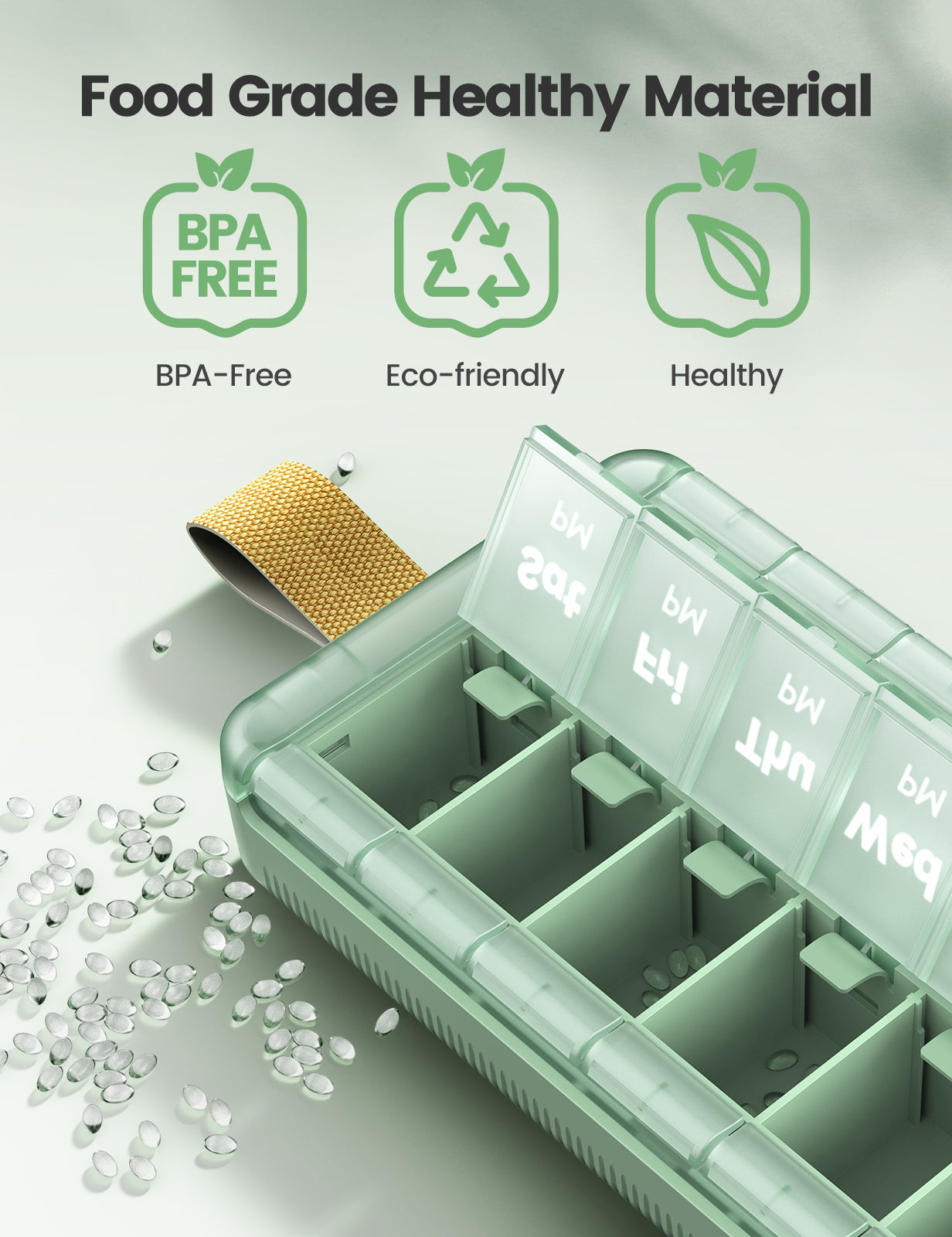 AM PM Weekly Pill Organizer 2 Times a Day, Large Pill Box 7 Day with Easy Push-Button Open