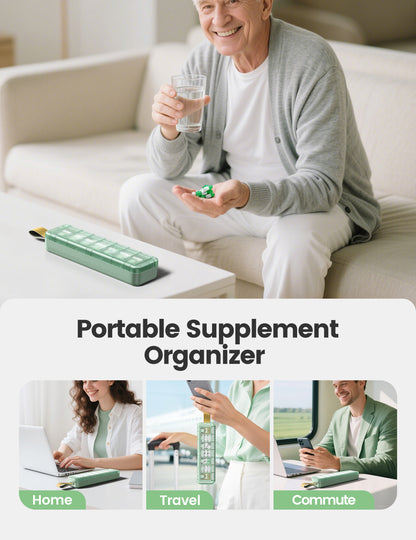 Weekly Pill Organizer 7 Day,  Pill Box Push-Button Daily Travel Case with Large Compartments & Portable Handle