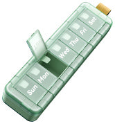Weekly Pill Organizer 7 Day,  Pill Box Push-Button Daily Travel Case with Large Compartments & Portable Handle