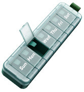 Weekly Pill Organizer 7 Day,  Pill Box Push-Button Daily Travel Case with Large Compartments & Portable Handle