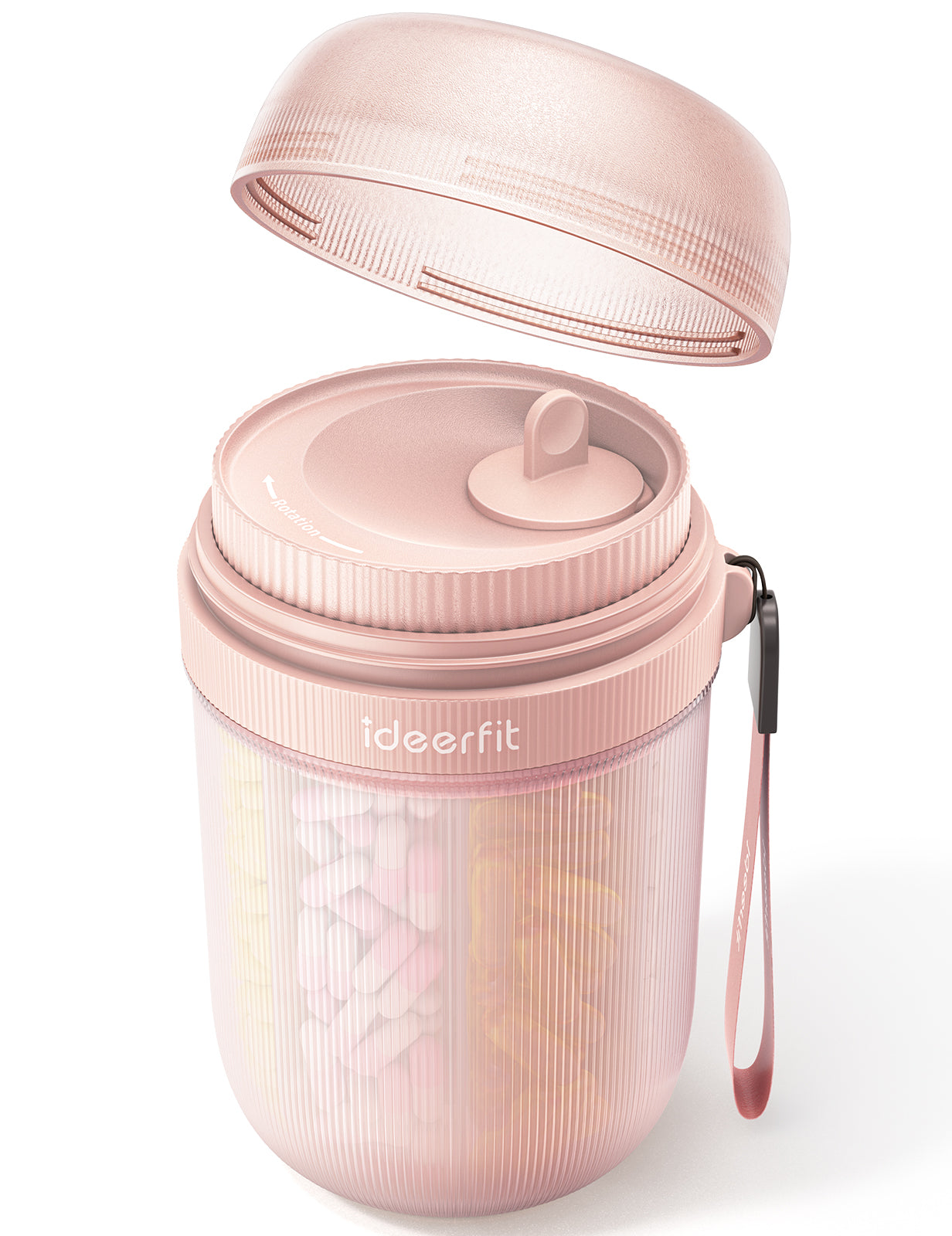 Large Sealed Pill Organizer with Desiccant, Light-Proof Moisture-Proof Pill Bottle with 7 Large Compartments, Blush Pink